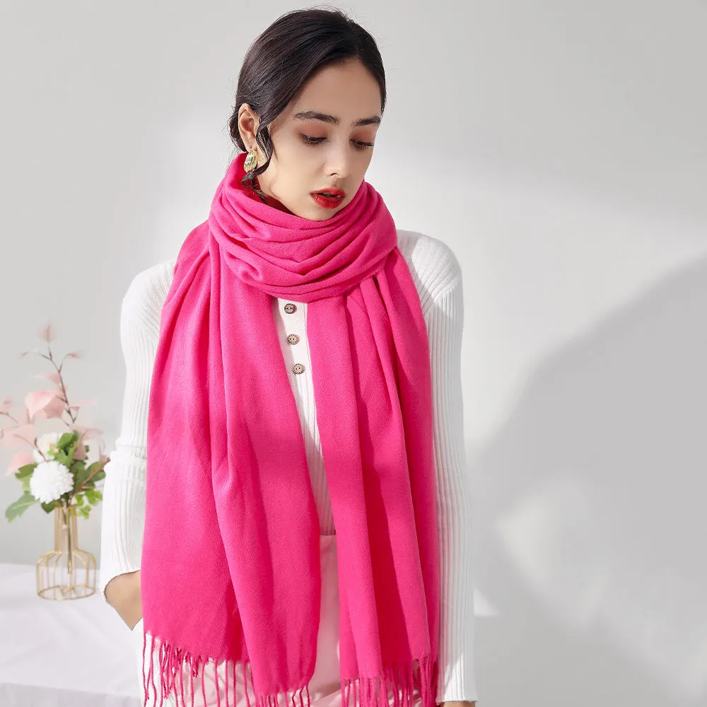 Soft Brushed Polyester Classic Scarf for Women - Warm and Cozy Cold Weather Accessory for Going Out - Imitation Cashmere Feel, Woven Craftsmanship, Inelastic, No Feathers, Perfect for Winter Wraps