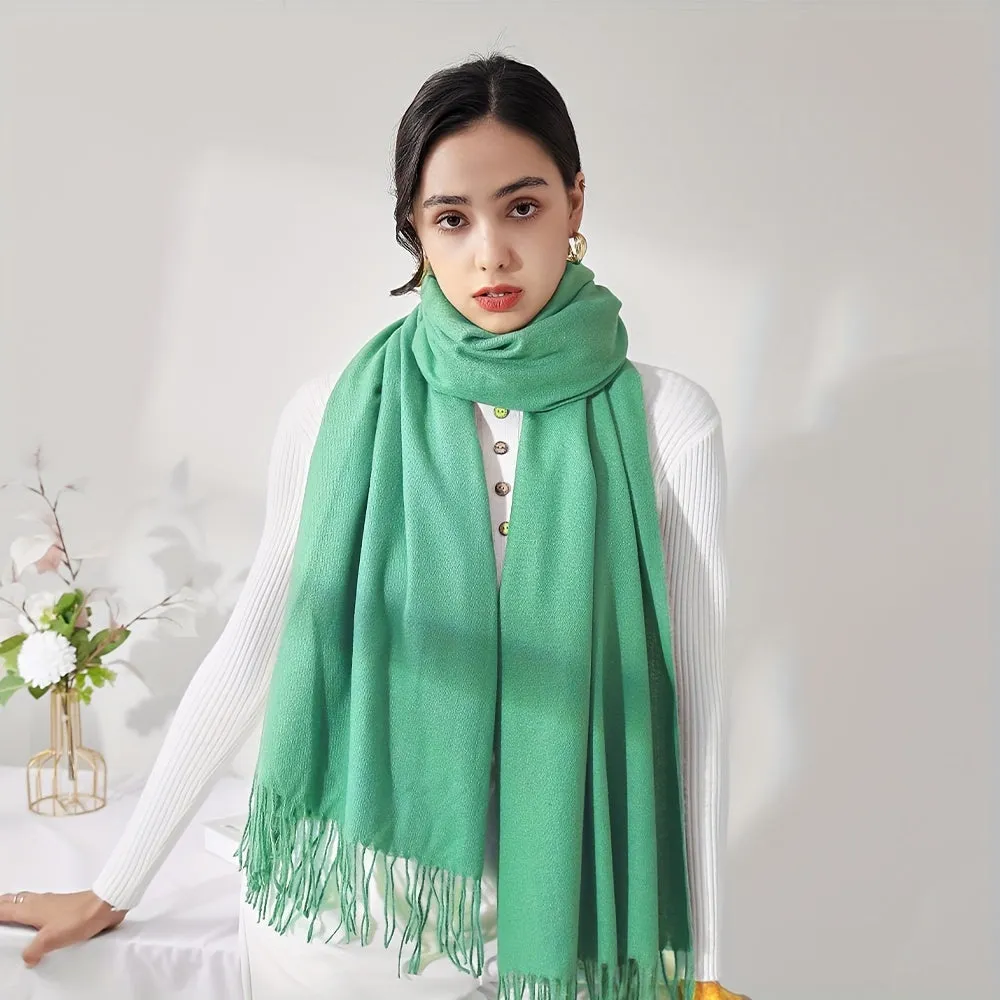 Soft Brushed Polyester Classic Scarf for Women - Warm and Cozy Cold Weather Accessory for Going Out - Imitation Cashmere Feel, Woven Craftsmanship, Inelastic, No Feathers, Perfect for Winter Wraps