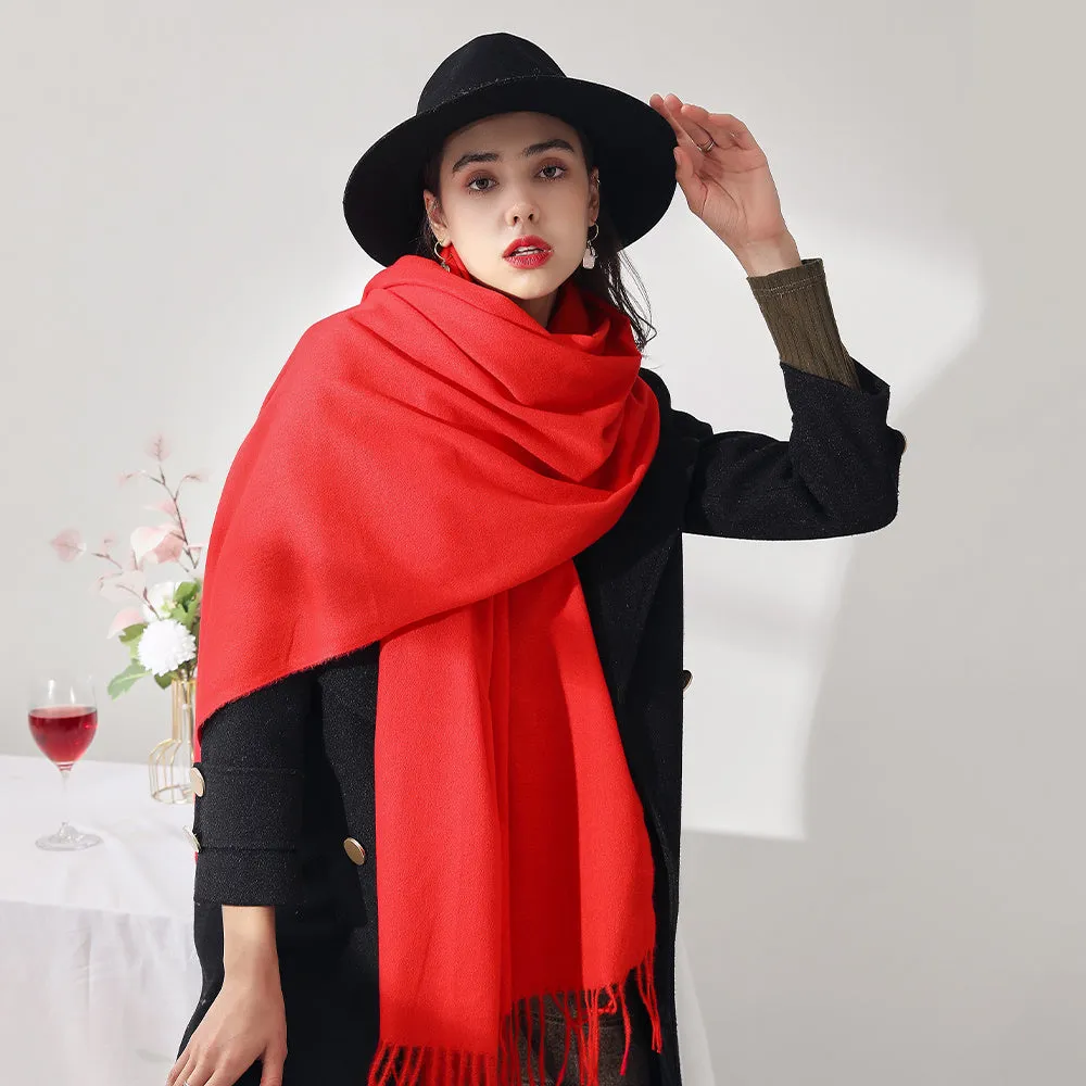 Soft Brushed Polyester Classic Scarf for Women - Warm and Cozy Cold Weather Accessory for Going Out - Imitation Cashmere Feel, Woven Craftsmanship, Inelastic, No Feathers, Perfect for Winter Wraps