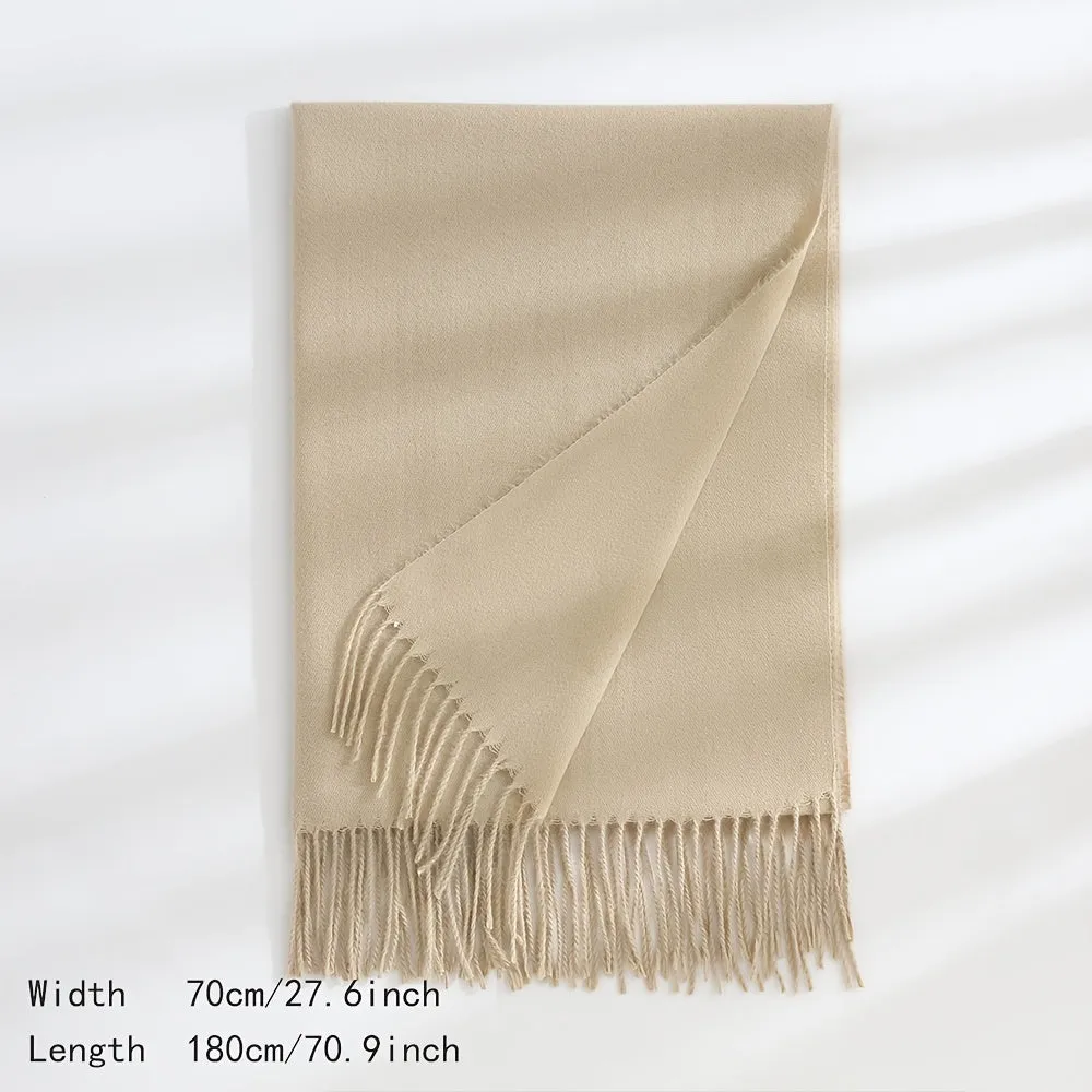 Soft Brushed Polyester Classic Scarf for Women - Warm and Cozy Cold Weather Accessory for Going Out - Imitation Cashmere Feel, Woven Craftsmanship, Inelastic, No Feathers, Perfect for Winter Wraps