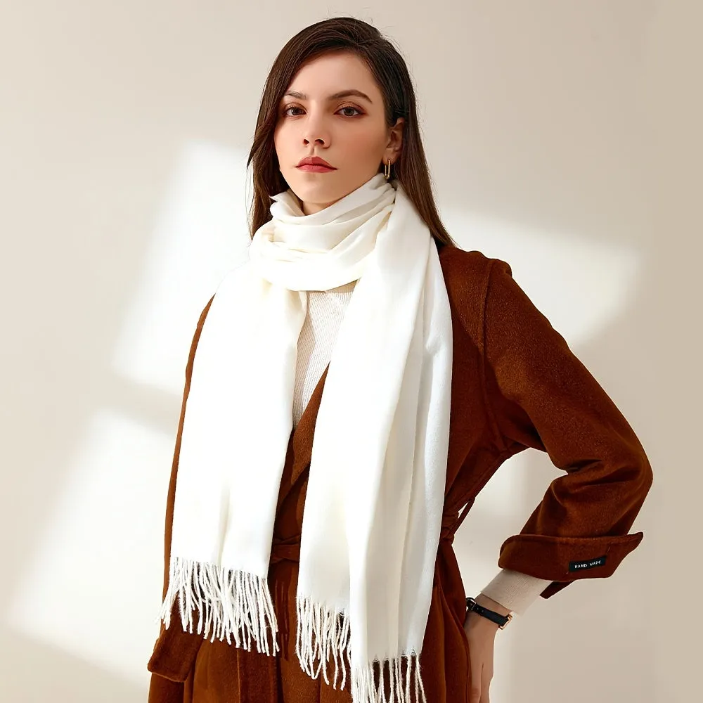 Soft Brushed Polyester Classic Scarf for Women - Warm and Cozy Cold Weather Accessory for Going Out - Imitation Cashmere Feel, Woven Craftsmanship, Inelastic, No Feathers, Perfect for Winter Wraps