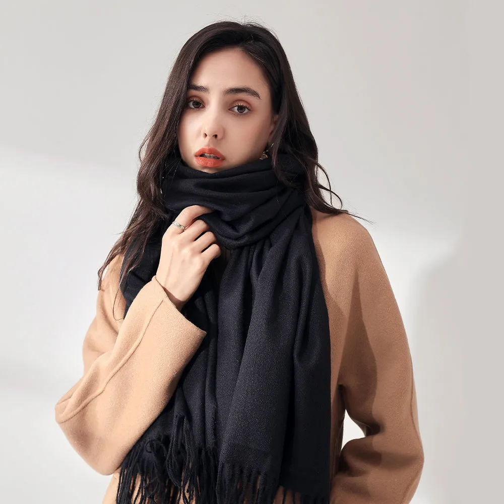 Soft Brushed Polyester Classic Scarf for Women - Warm and Cozy Cold Weather Accessory for Going Out - Imitation Cashmere Feel, Woven Craftsmanship, Inelastic, No Feathers, Perfect for Winter Wraps