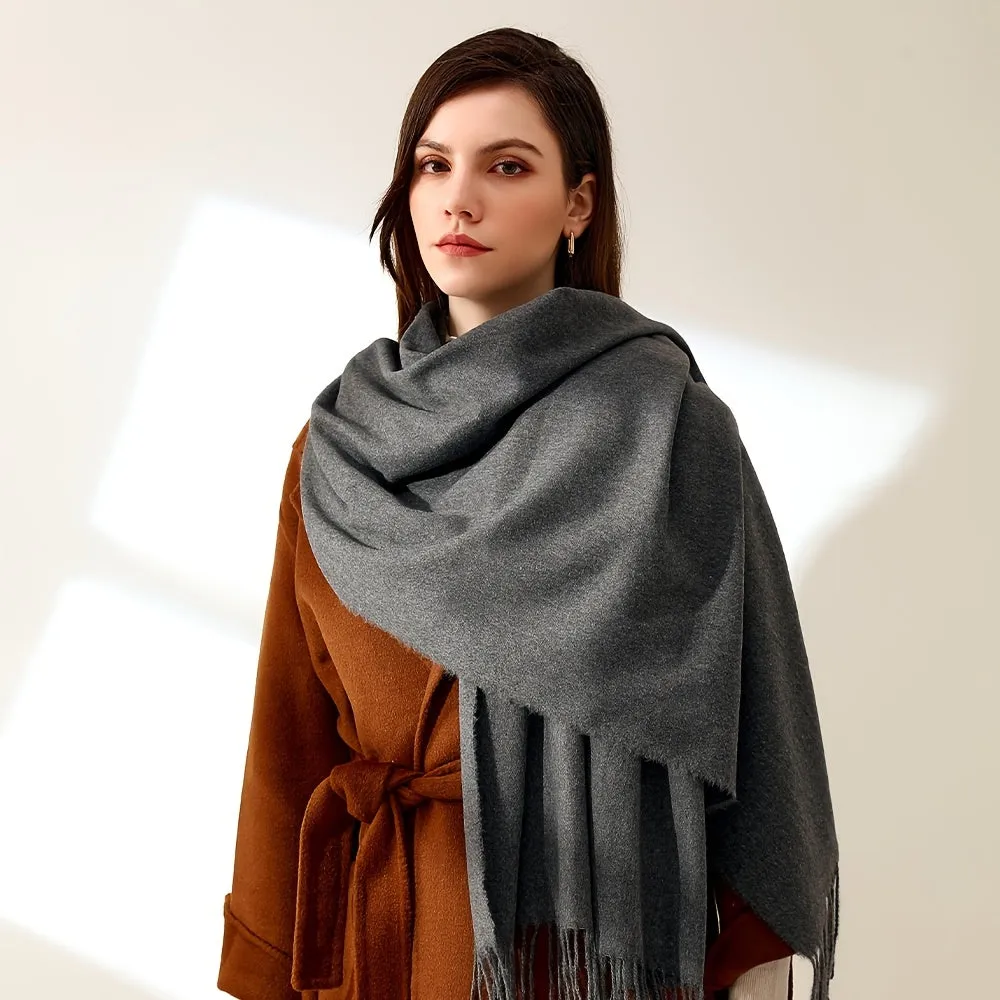 Soft Brushed Polyester Classic Scarf for Women - Warm and Cozy Cold Weather Accessory for Going Out - Imitation Cashmere Feel, Woven Craftsmanship, Inelastic, No Feathers, Perfect for Winter Wraps