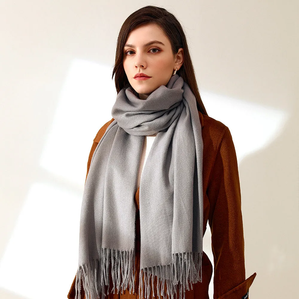 Soft Brushed Polyester Classic Scarf for Women - Warm and Cozy Cold Weather Accessory for Going Out - Imitation Cashmere Feel, Woven Craftsmanship, Inelastic, No Feathers, Perfect for Winter Wraps