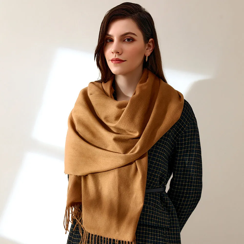 Soft Brushed Polyester Classic Scarf for Women - Warm and Cozy Cold Weather Accessory for Going Out - Imitation Cashmere Feel, Woven Craftsmanship, Inelastic, No Feathers, Perfect for Winter Wraps