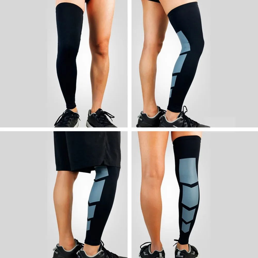 Sports Anti-slip Full Length Compression Leg Sleeves Calf Shin Splint Support Protector for Cycling Running Basketball Golf Sleeve