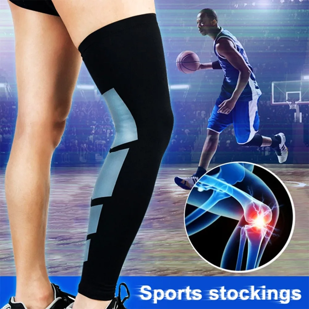 Sports Anti-slip Full Length Compression Leg Sleeves Calf Shin Splint Support Protector for Cycling Running Basketball Golf Sleeve