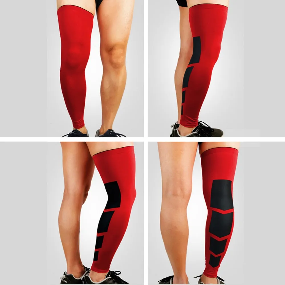 Sports Anti-slip Full Length Compression Leg Sleeves Calf Shin Splint Support Protector for Cycling Running Basketball Golf Sleeve