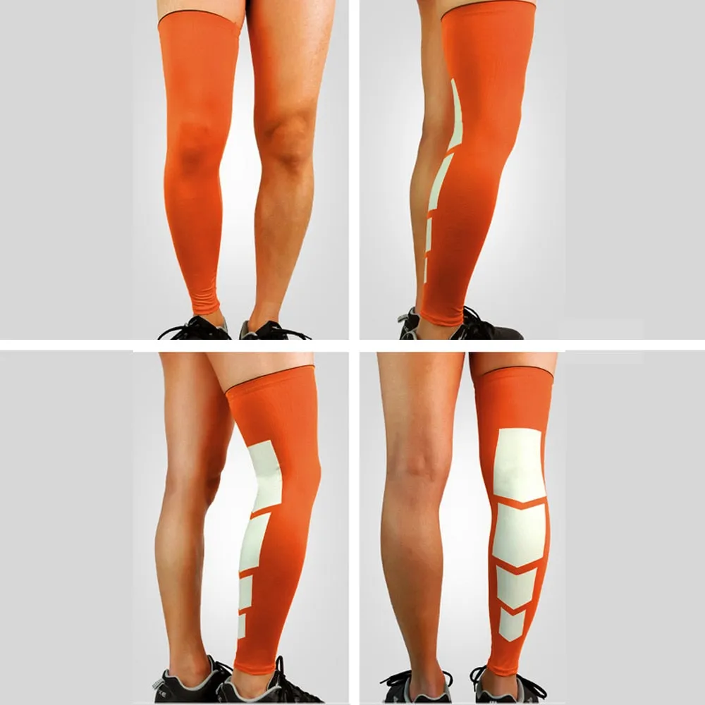 Sports Anti-slip Full Length Compression Leg Sleeves Calf Shin Splint Support Protector for Cycling Running Basketball Golf Sleeve