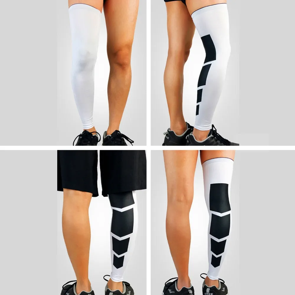 Sports Anti-slip Full Length Compression Leg Sleeves Calf Shin Splint Support Protector for Cycling Running Basketball Golf Sleeve