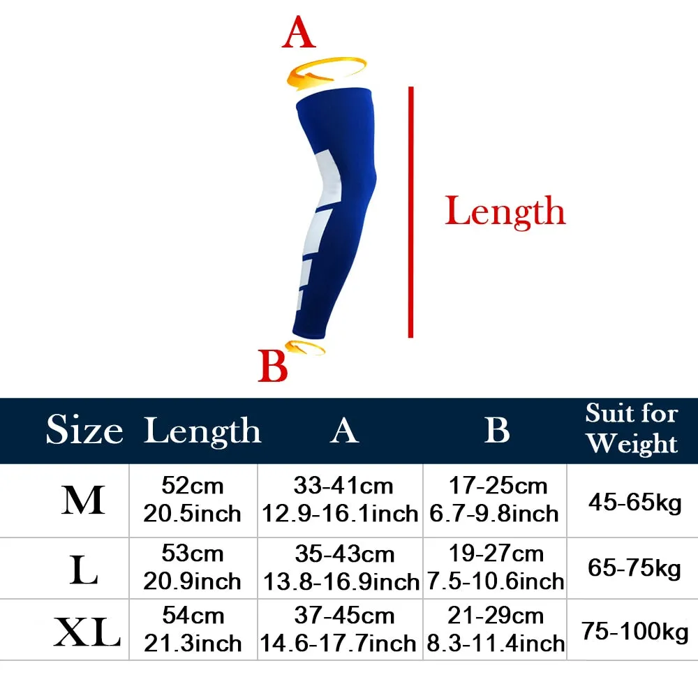 Sports Anti-slip Full Length Compression Leg Sleeves Calf Shin Splint Support Protector for Cycling Running Basketball Golf Sleeve