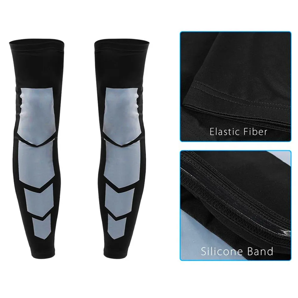 Sports Anti-slip Full Length Compression Leg Sleeves Calf Shin Splint Support Protector for Cycling Running Basketball Golf Sleeve