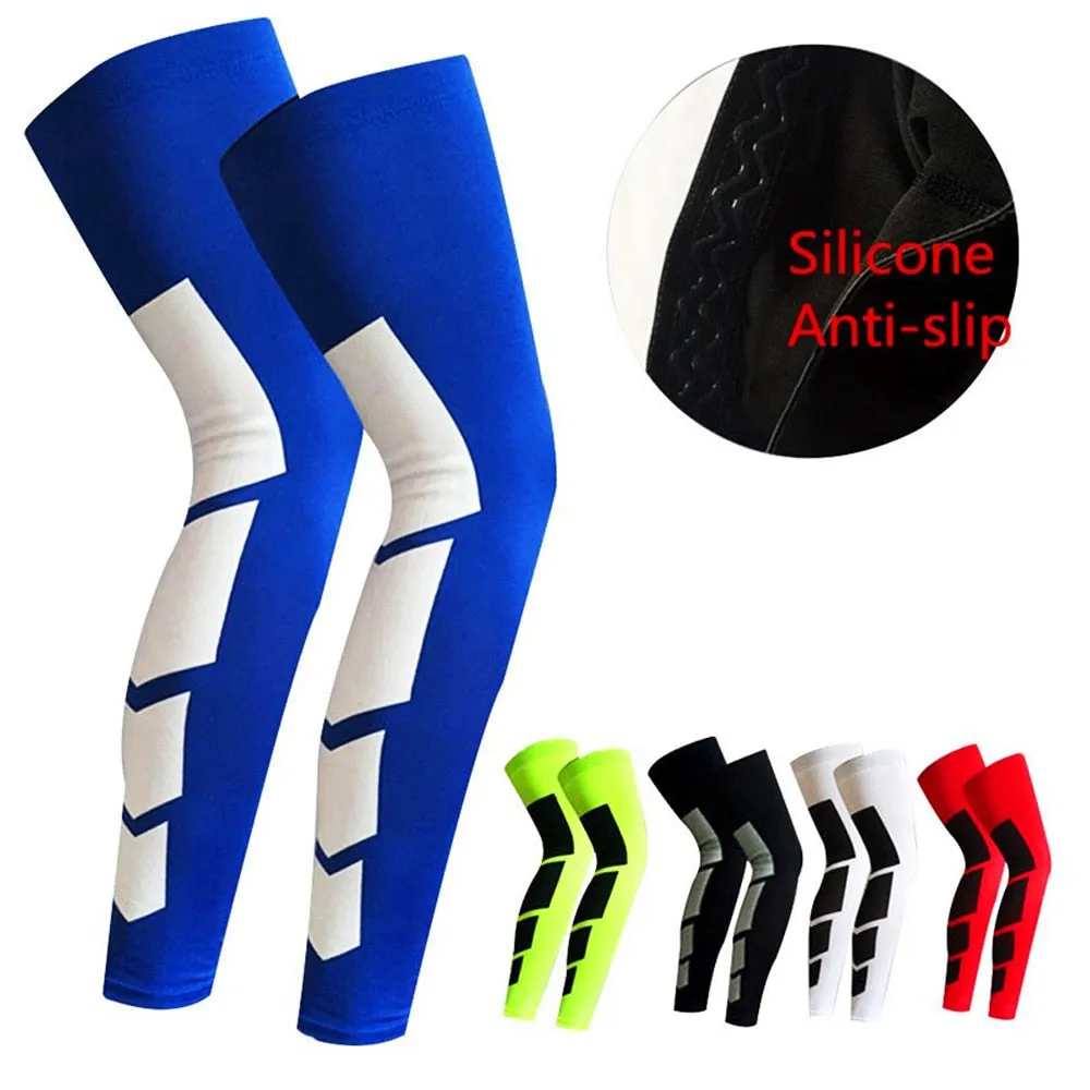 Sports Anti-slip Full Length Compression Leg Sleeves Calf Shin Splint Support Protector for Cycling Running Basketball Golf Sleeve