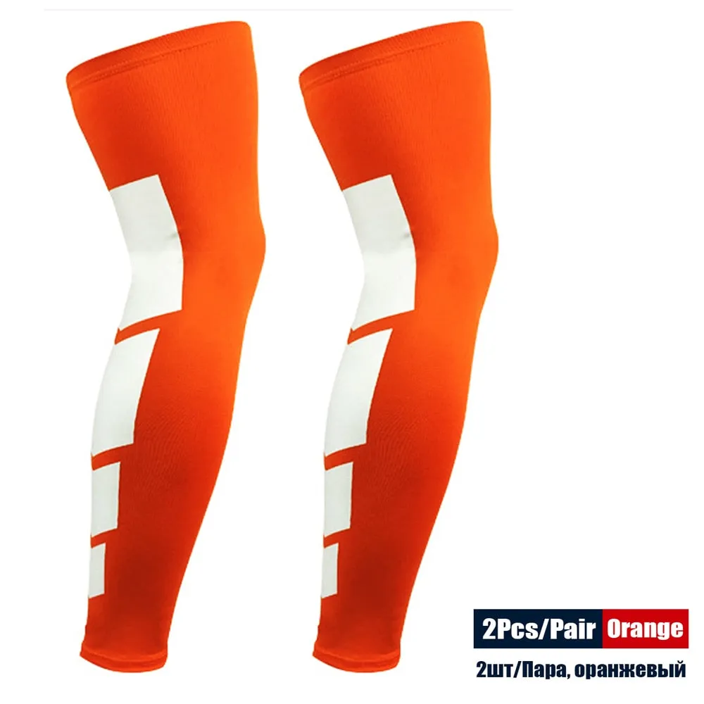 Sports Anti-slip Full Length Compression Leg Sleeves Calf Shin Splint Support Protector for Cycling Running Basketball Golf Sleeve