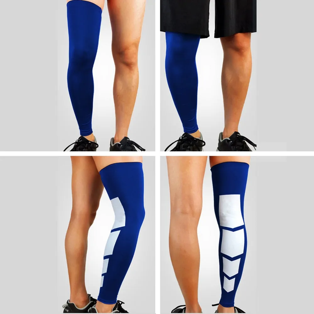 Sports Anti-slip Full Length Compression Leg Sleeves Calf Shin Splint Support Protector for Cycling Running Basketball Golf Sleeve