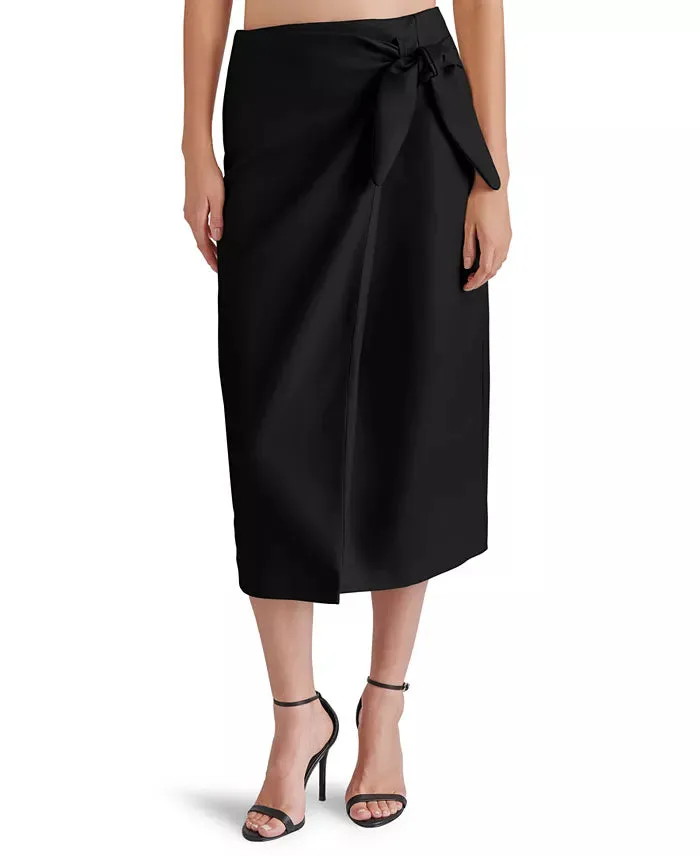 STE Black Navia Faux Leather Midi Skirt