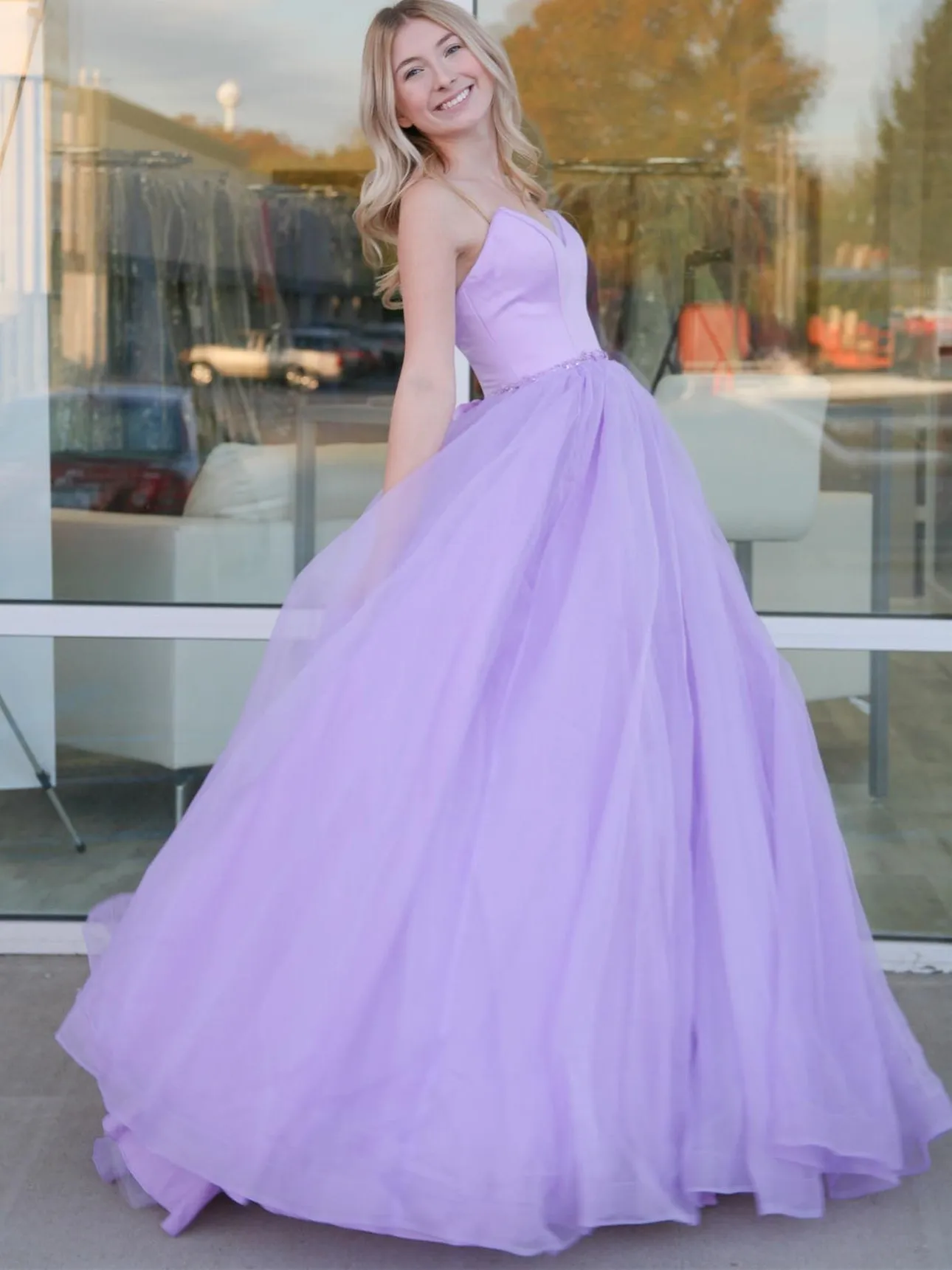 Strapless Open Back Purple Long Prom Dresses, Open Back Lavender Formal Dresses, Lilac Evening Dresses