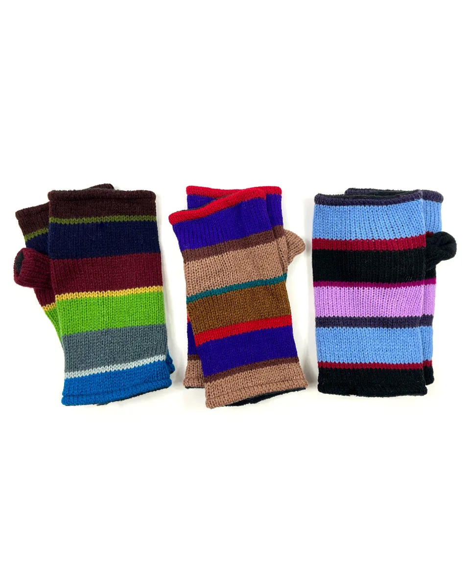 Striped Acrylic Fingerless Gloves