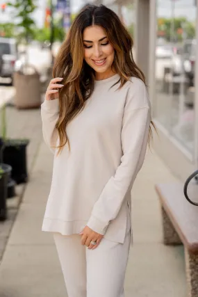 Subtle Textured Side Slit Sweatshirt