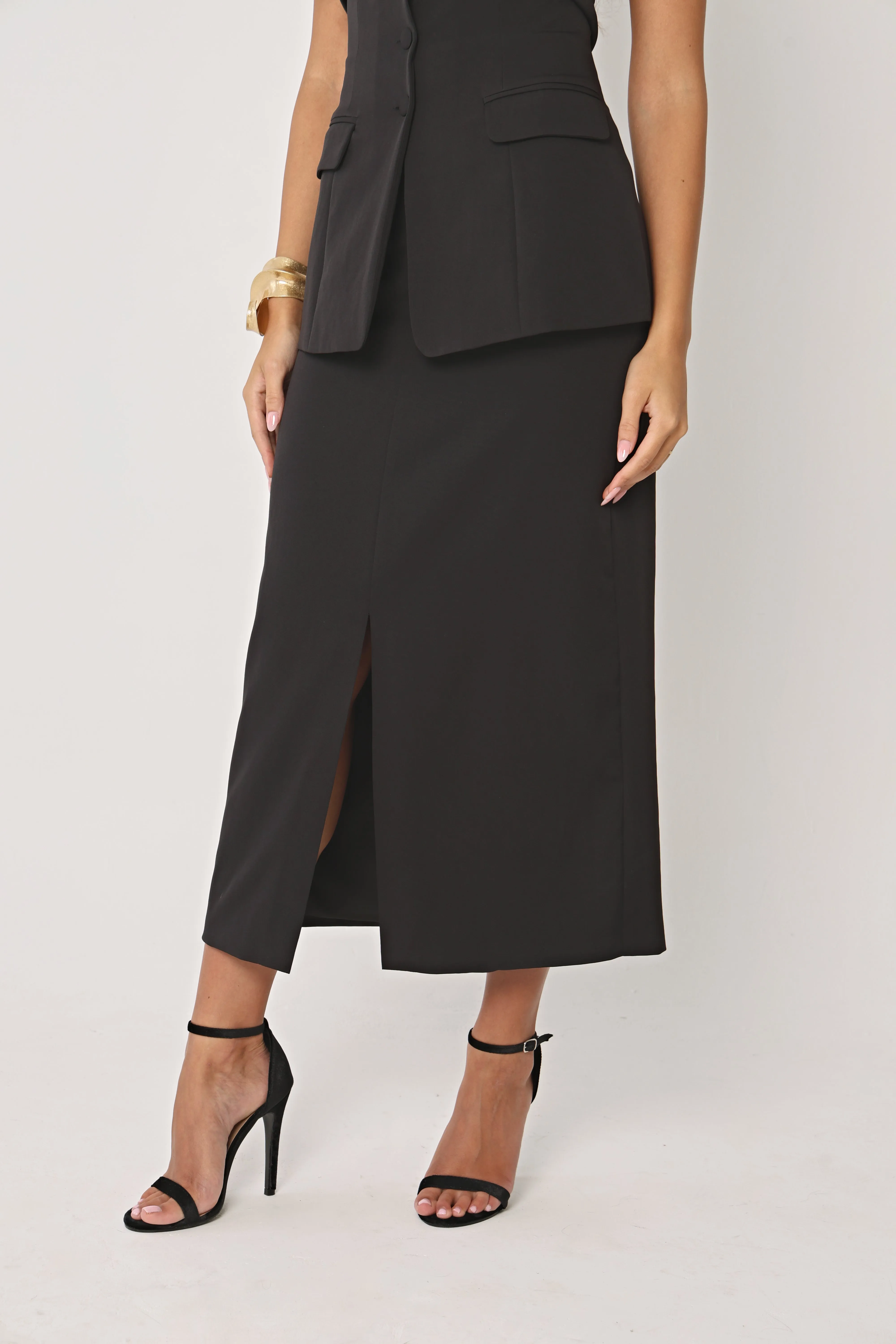 TAILORED POCKET DETAIL PENCIL SKIRT