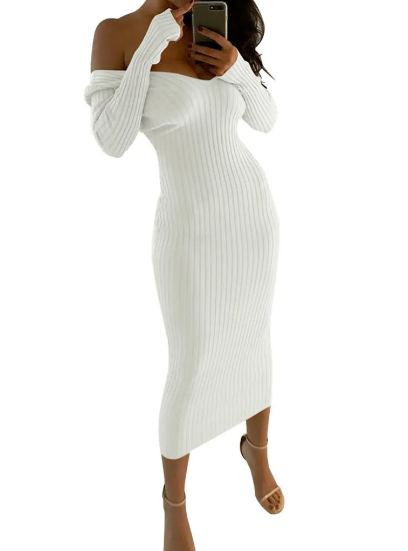 TastyHottie - Women Slash Neck Off Shoulder Long Sleeve Dresses