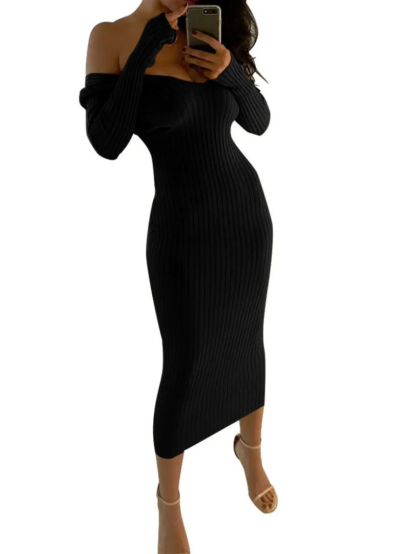 TastyHottie - Women Slash Neck Off Shoulder Long Sleeve Dresses