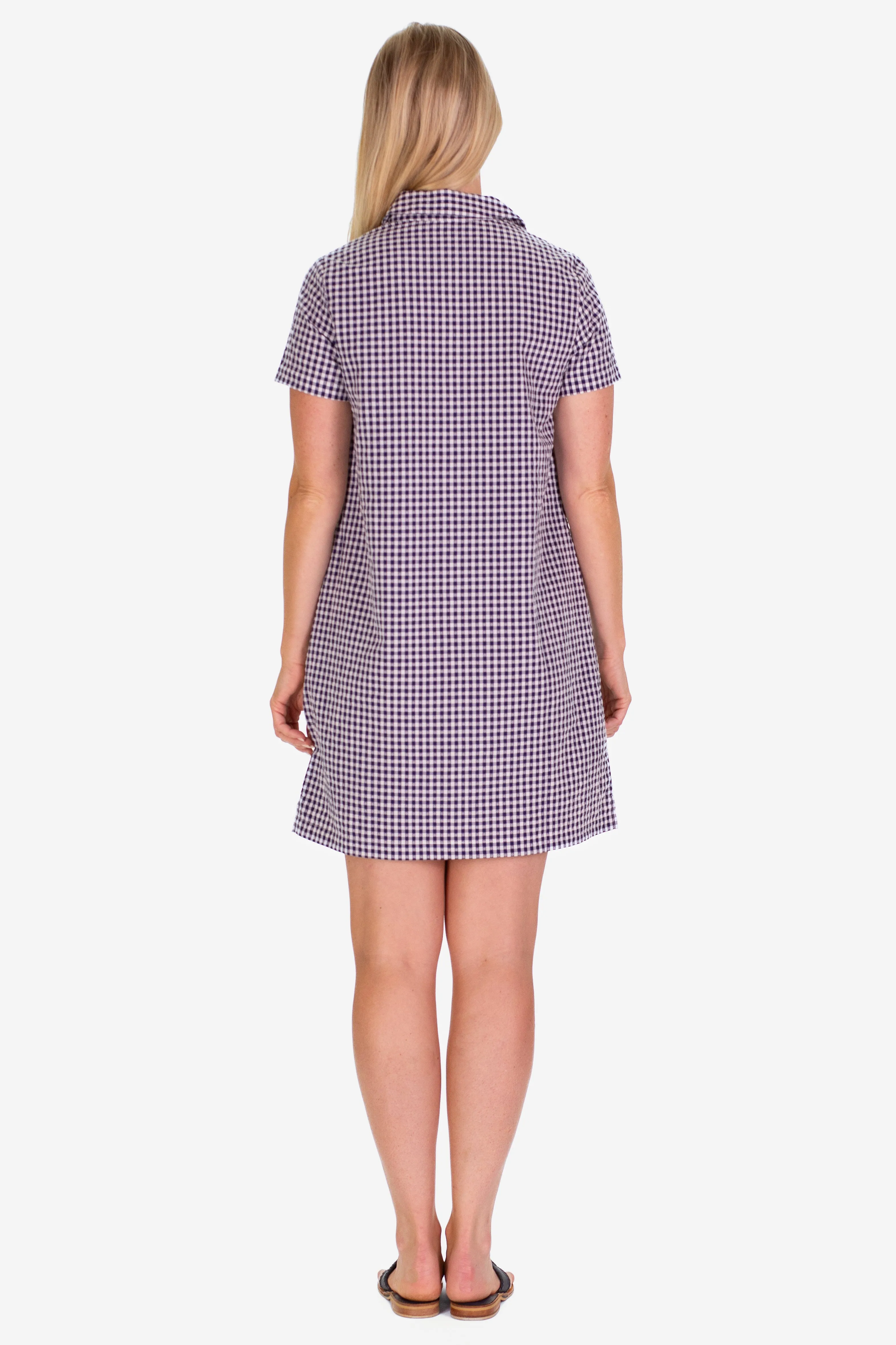 The Asher Dress in Navy Gingham