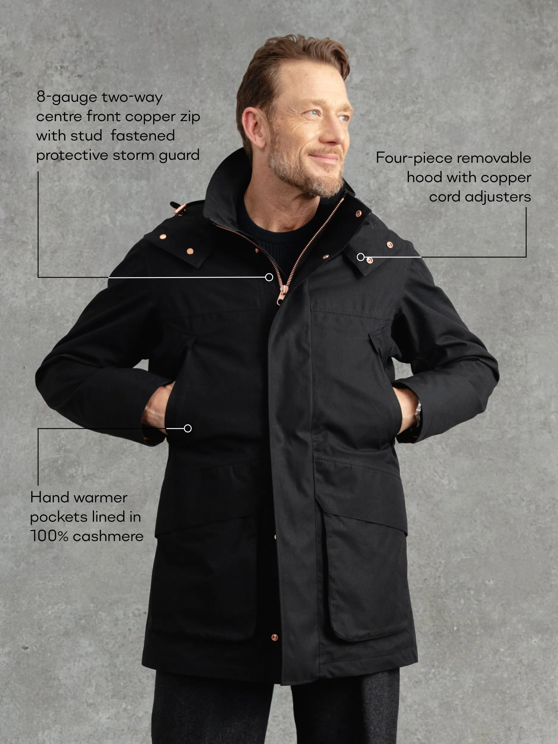 The Manchester Marine Parka - Ivory Black