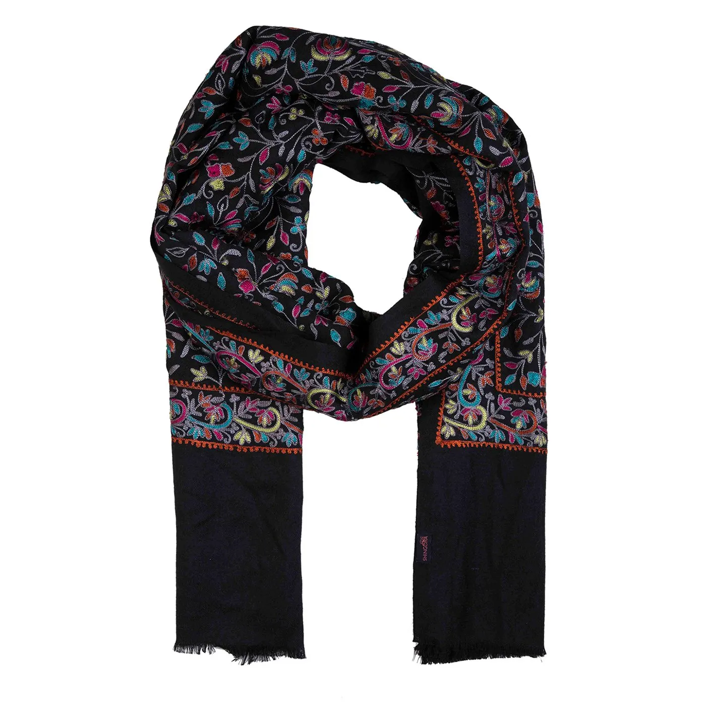 Tripti Floral Embroidered Cashmere Shawl