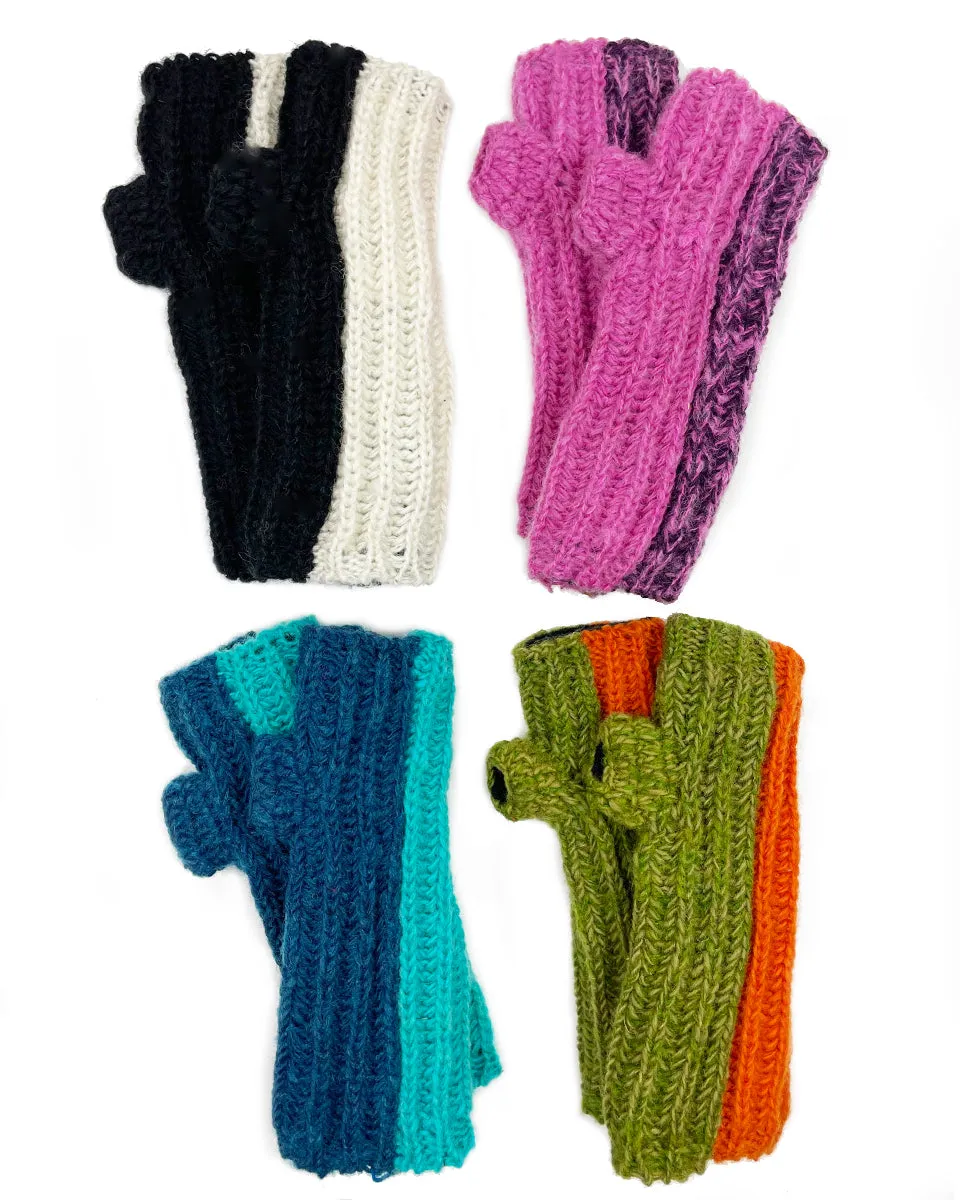 Two Tone Mohair Fingerless Gloves