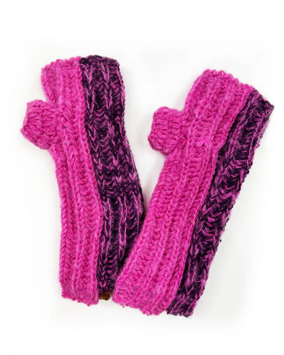 Two Tone Mohair Fingerless Gloves