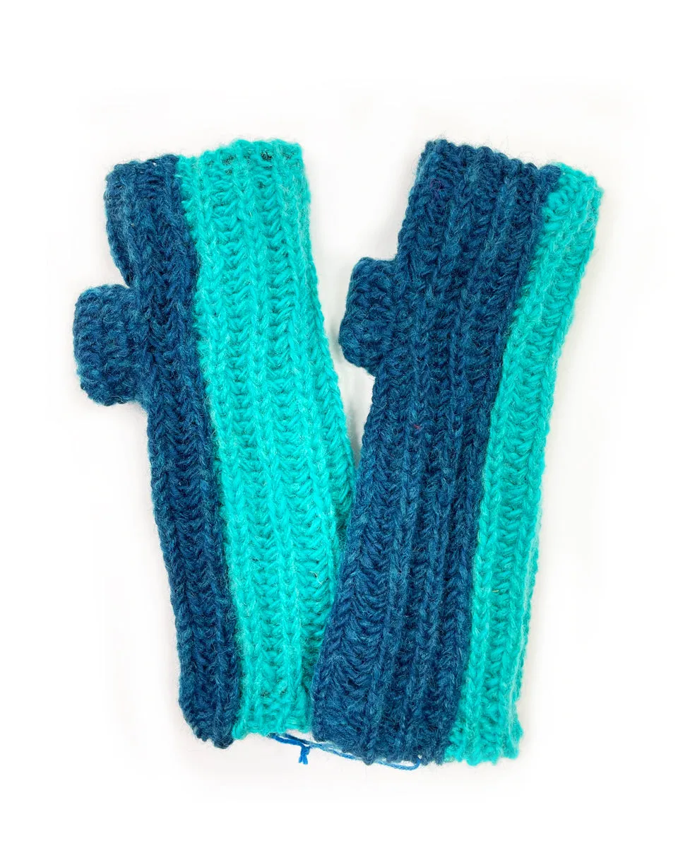 Two Tone Mohair Fingerless Gloves