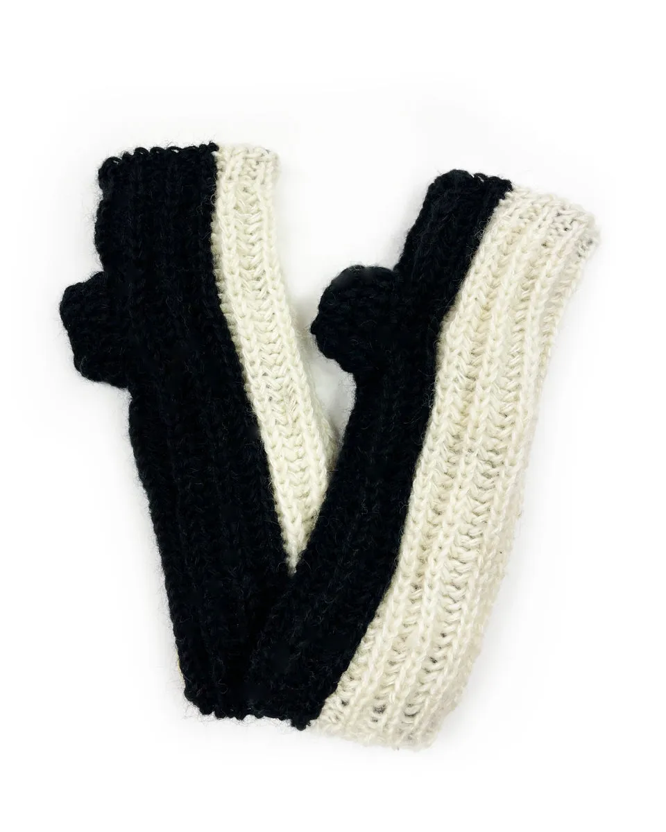 Two Tone Mohair Fingerless Gloves