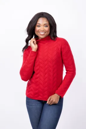 Tyler Boe Cashmere Basketweave Sweater in Red Admiral