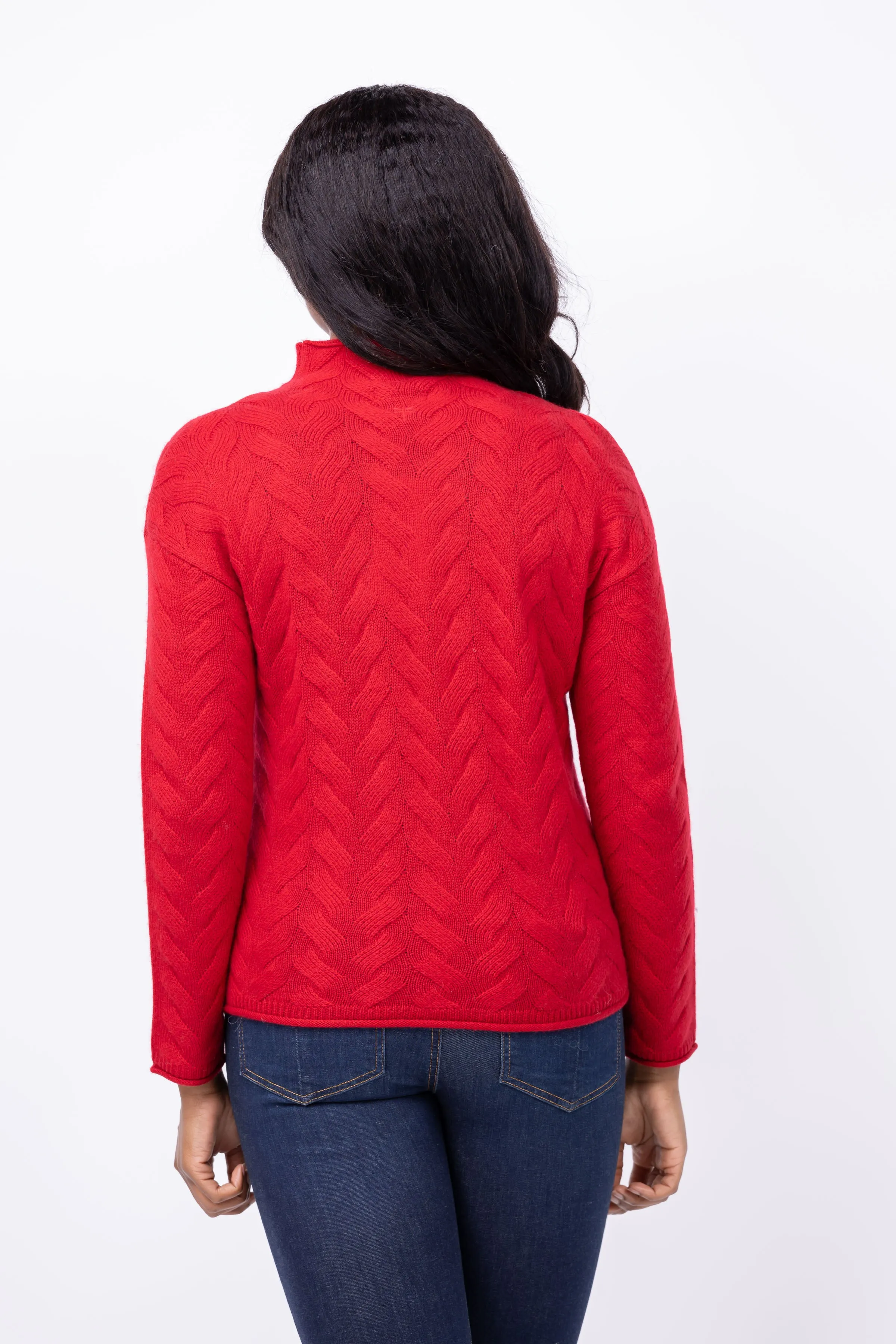 Tyler Boe Cashmere Basketweave Sweater in Red Admiral