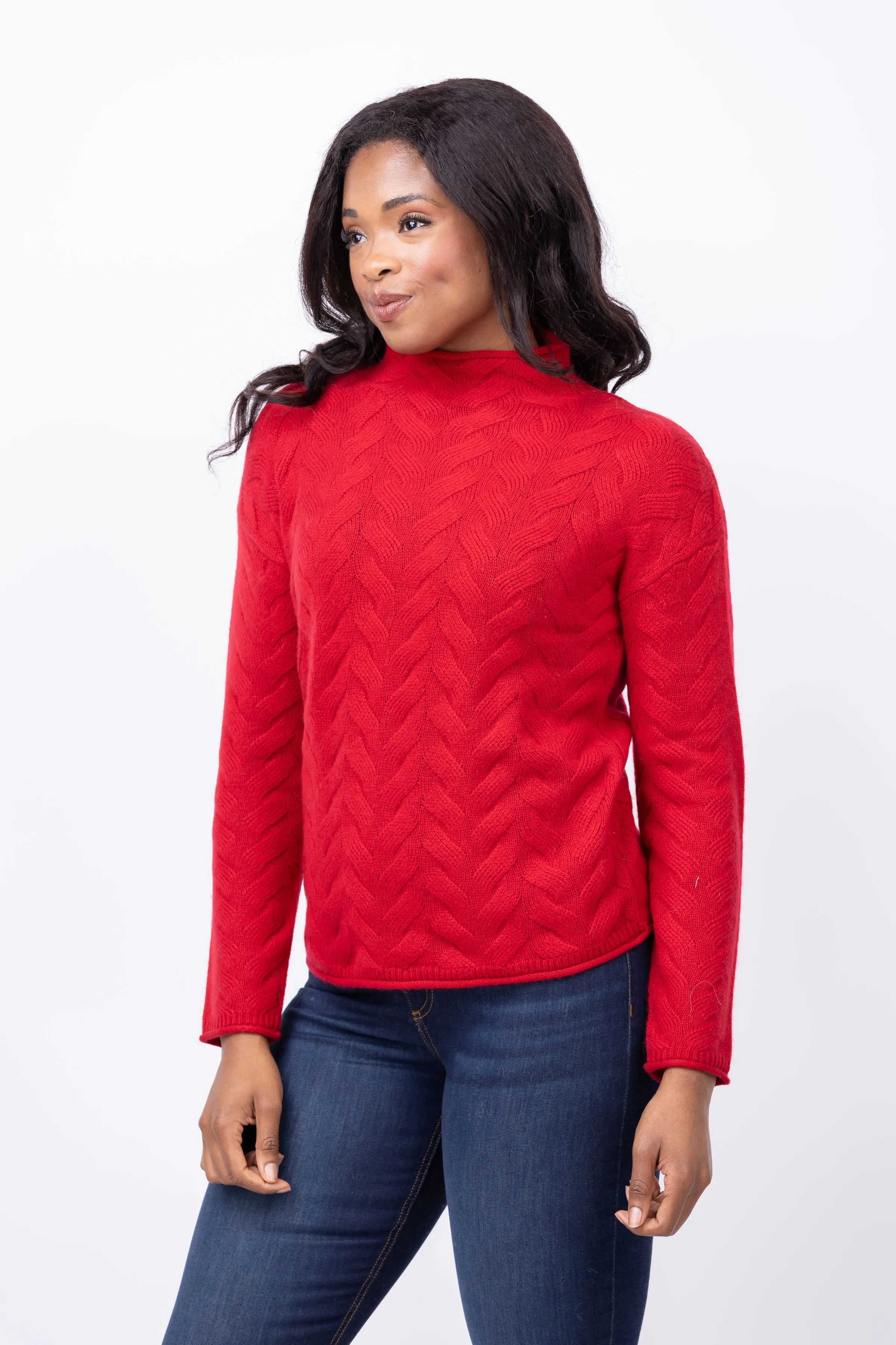 Tyler Boe Cashmere Basketweave Sweater in Red Admiral