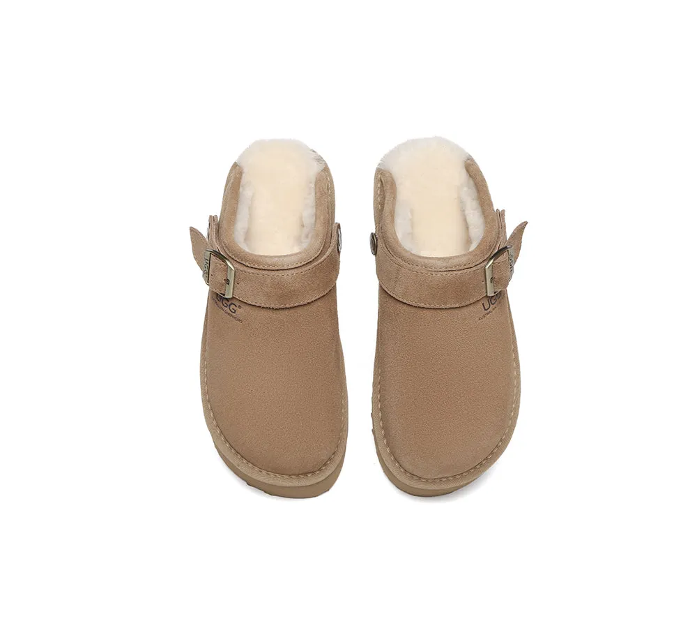 UGG Slippers Sheepskin Wool Adjustable strap Platform Sadie