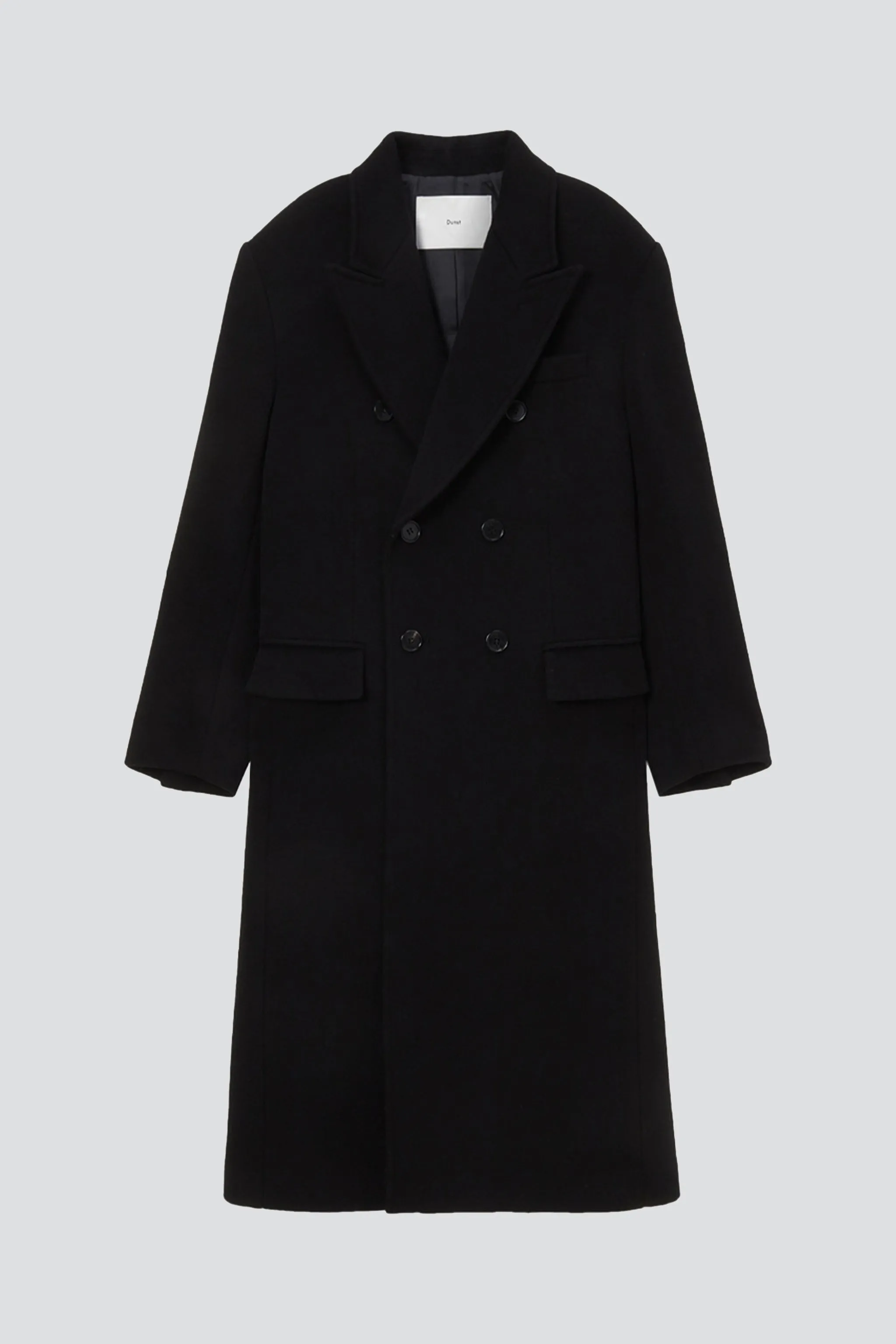 Unisex Black Wool Tailored Double Breast Coat