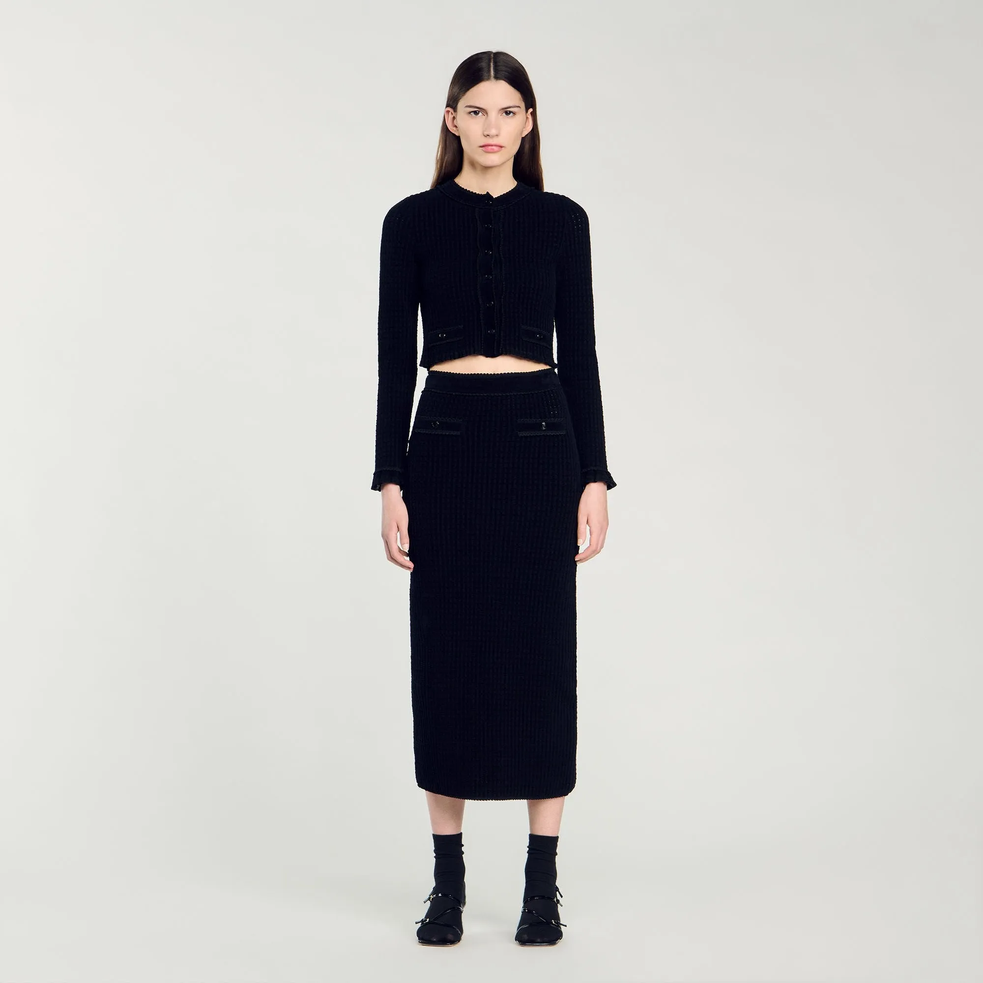 Velvet Knit Midi Skirt