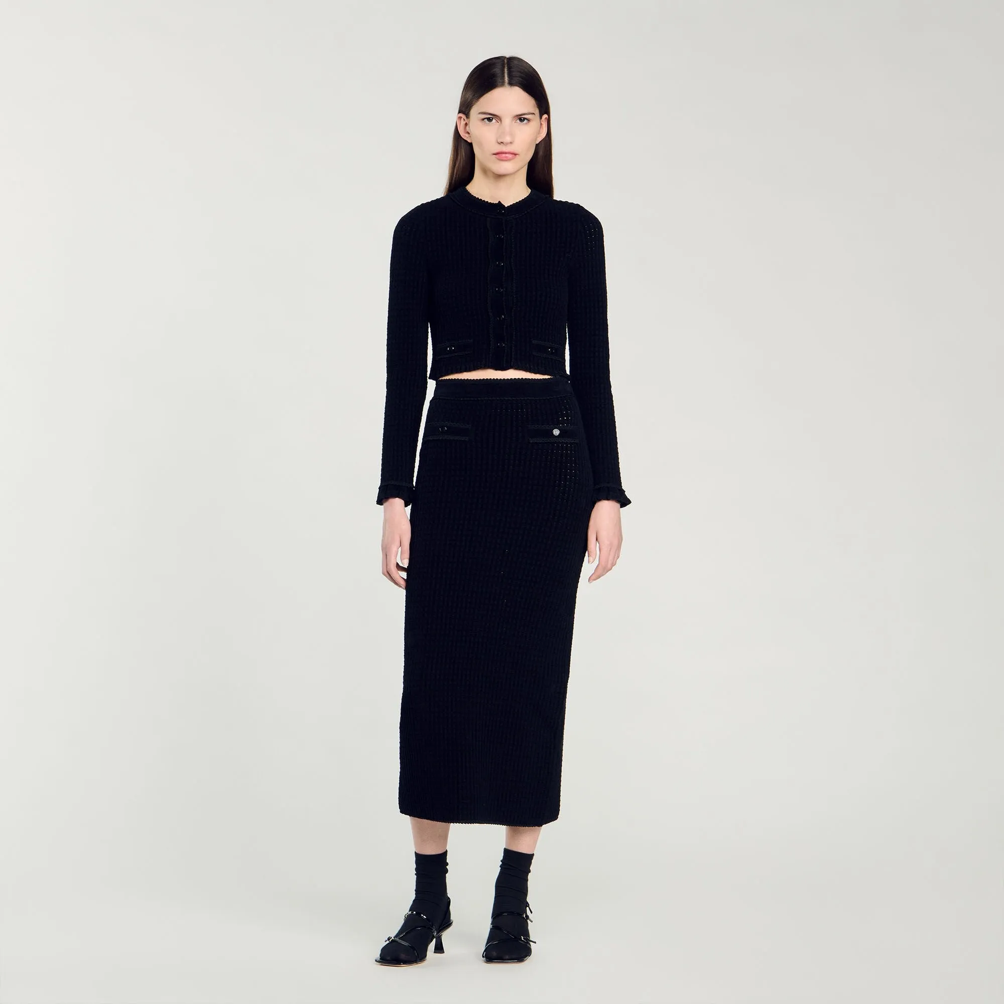 Velvet Knit Midi Skirt