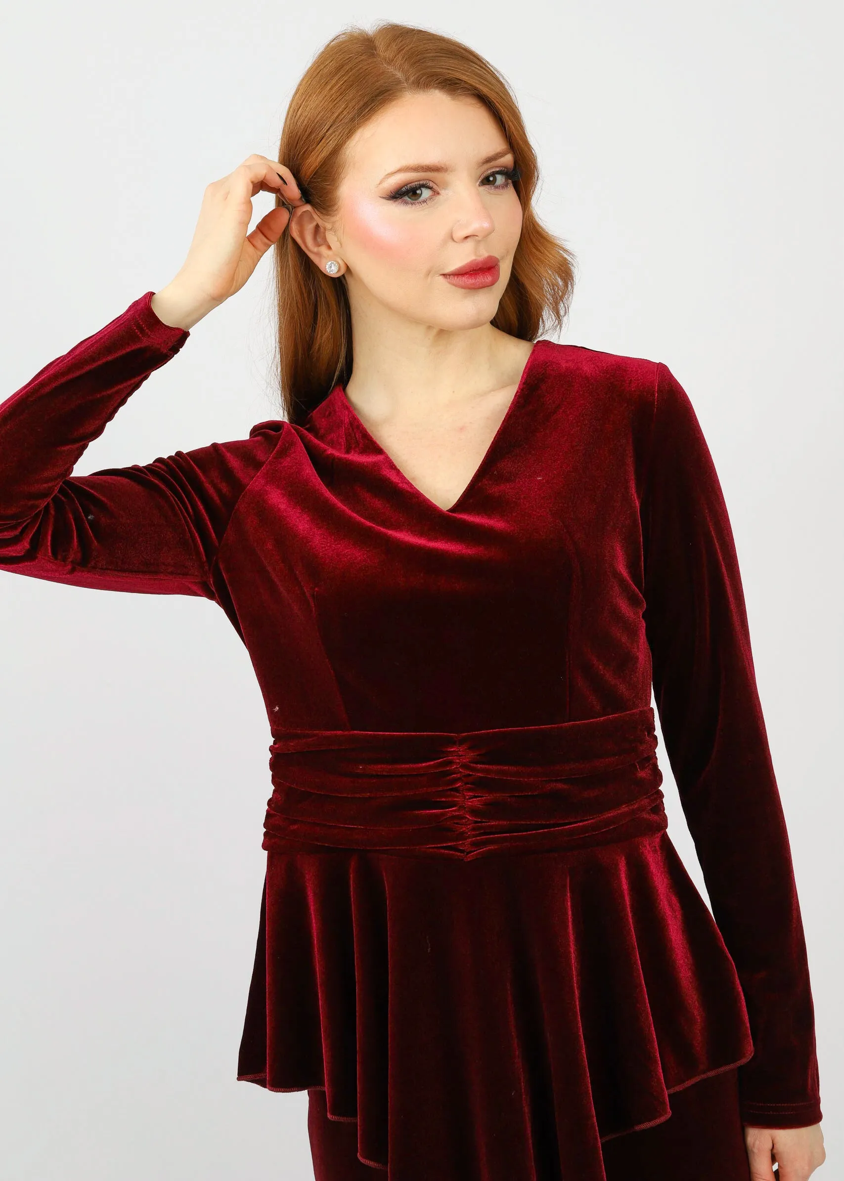 Velvet Peplum Two Pc Set