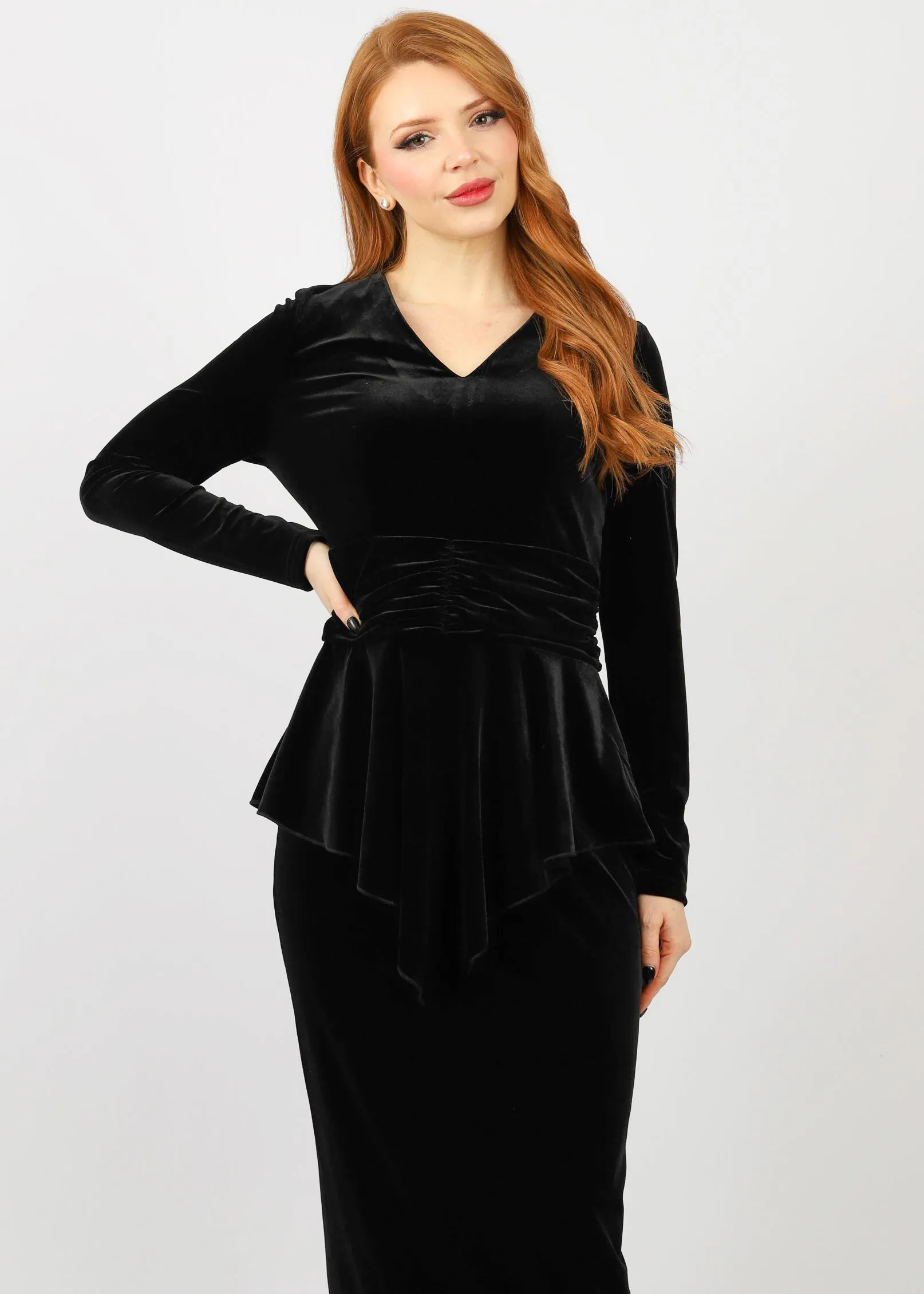 Velvet Peplum Two Pc Set