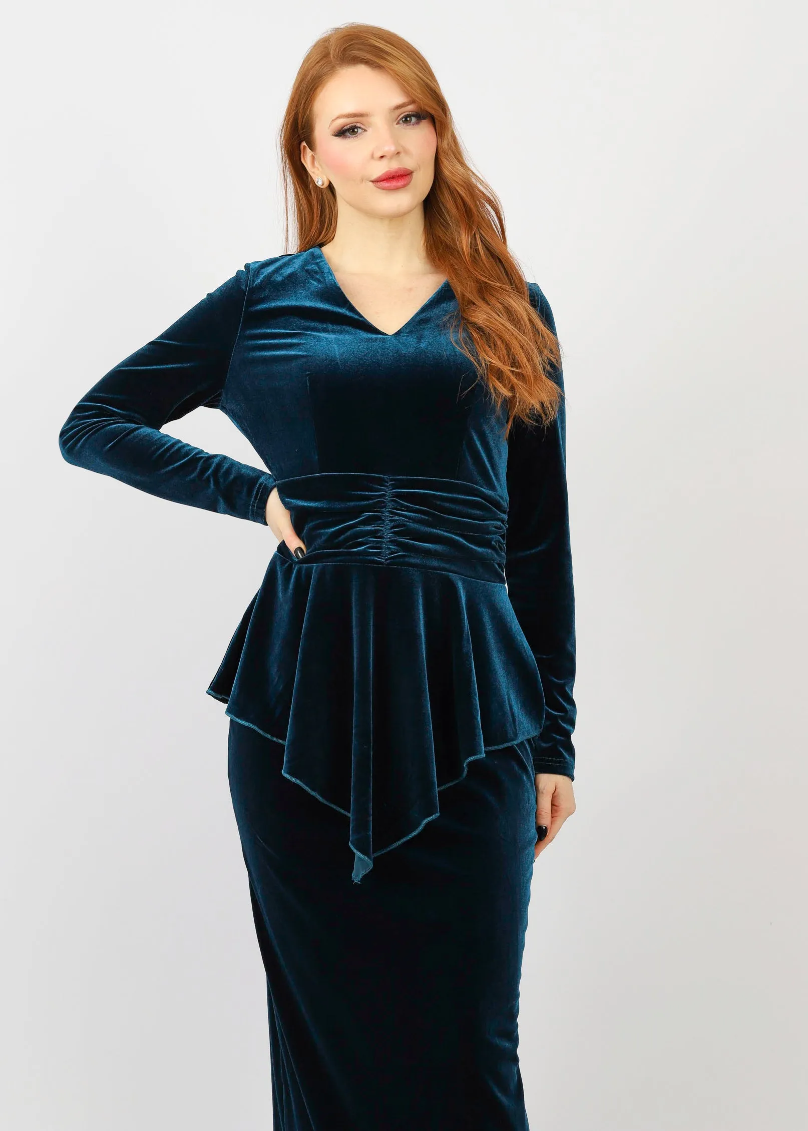 Velvet Peplum Two Pc Set