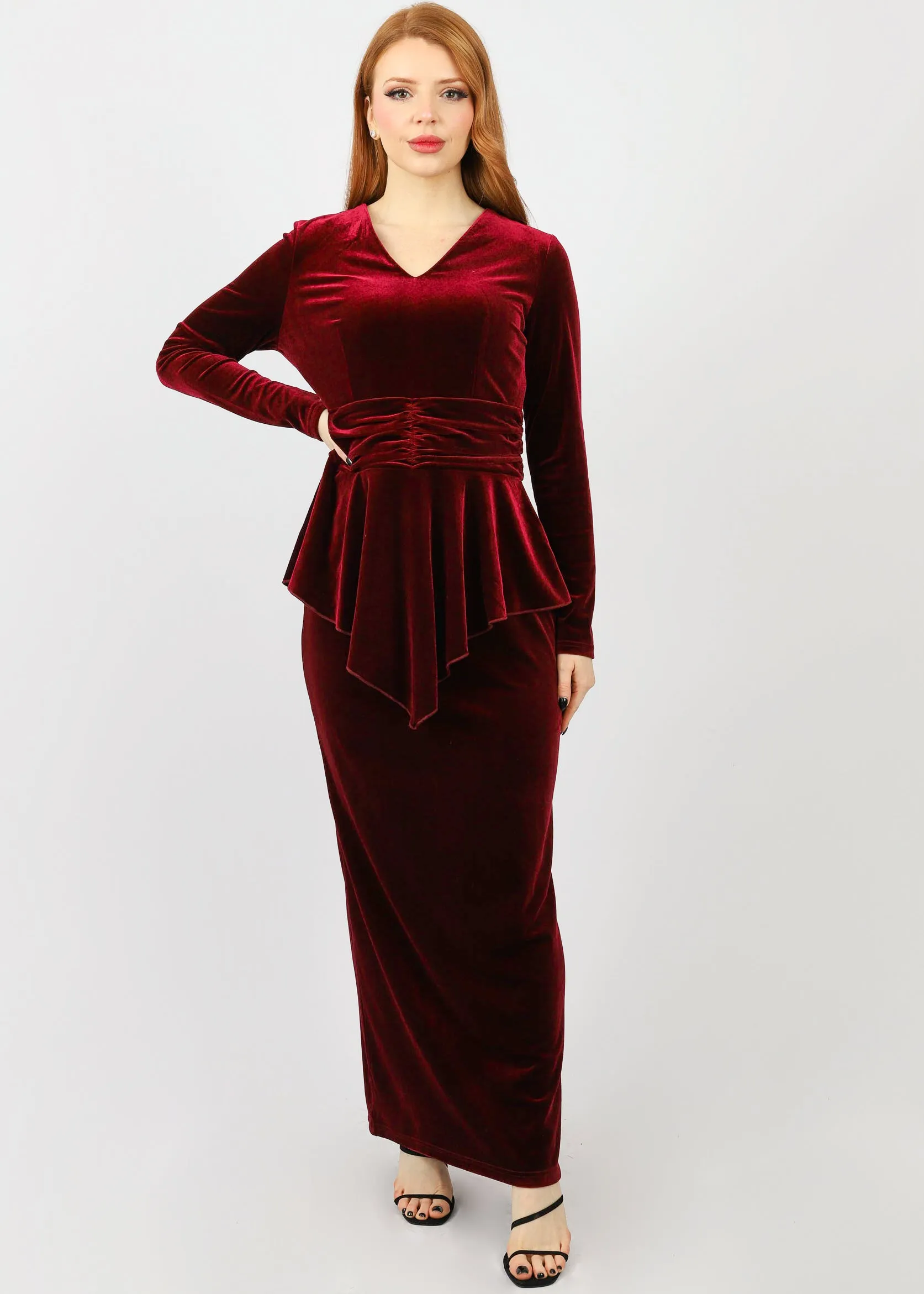 Velvet Peplum Two Pc Set