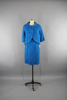 Vintage 1960s Electric Blue Dress and Jacket Set