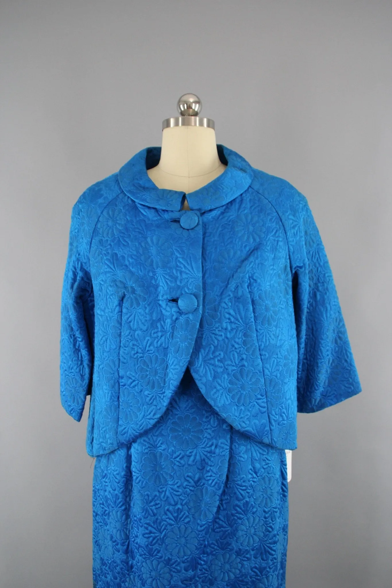 Vintage 1960s Electric Blue Dress and Jacket Set