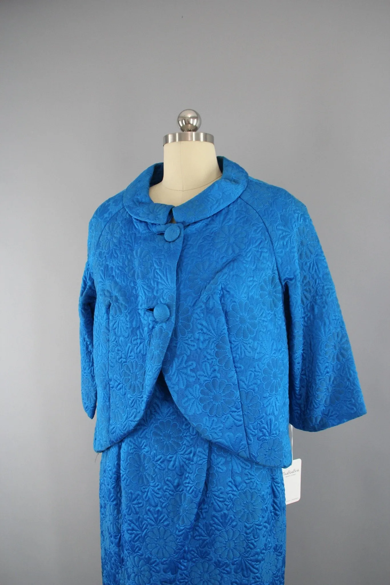 Vintage 1960s Electric Blue Dress and Jacket Set