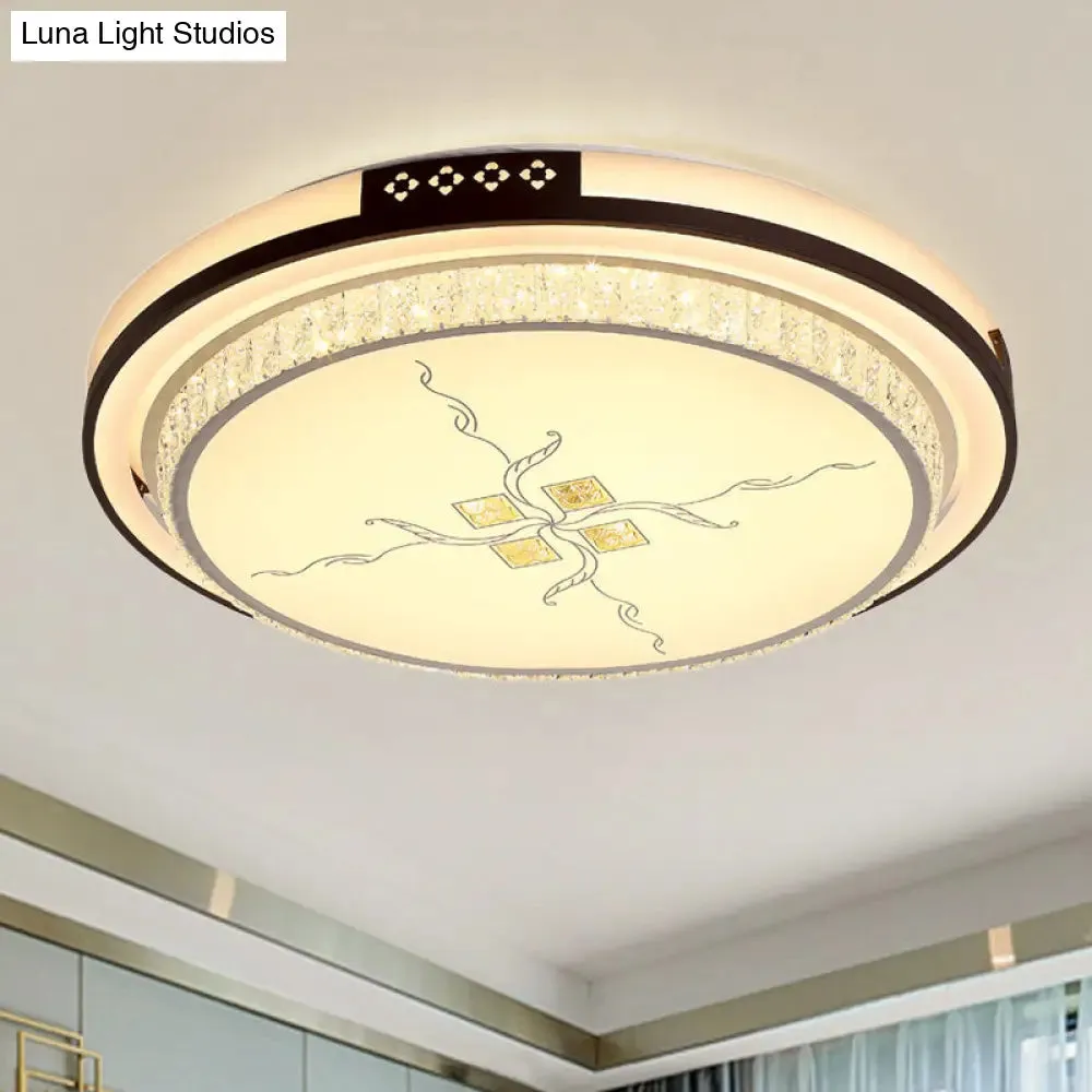 White Crystal LED Ceiling Lamp, 2-Layer Flush Mount, 23.5"/31.5"/38.5" Dia, Modern Design, Third Gear