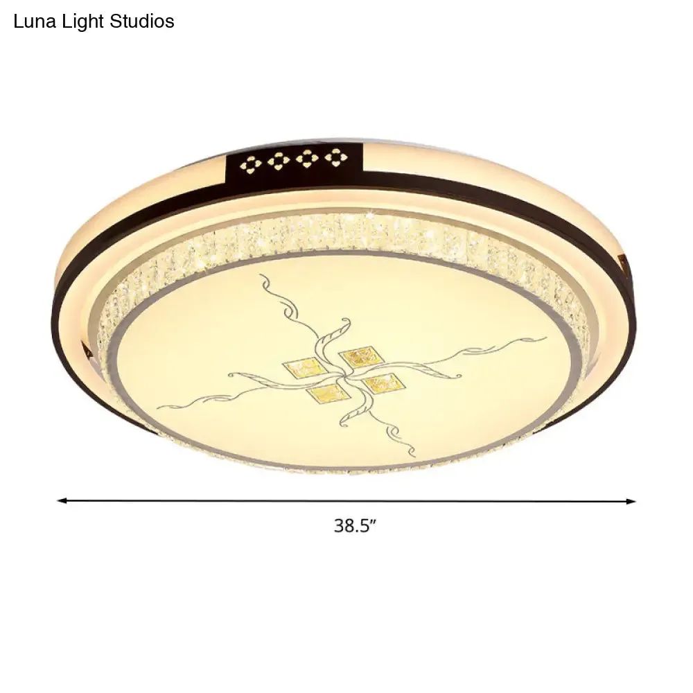 White Crystal LED Ceiling Lamp, 2-Layer Flush Mount, 23.5"/31.5"/38.5" Dia, Modern Design, Third Gear