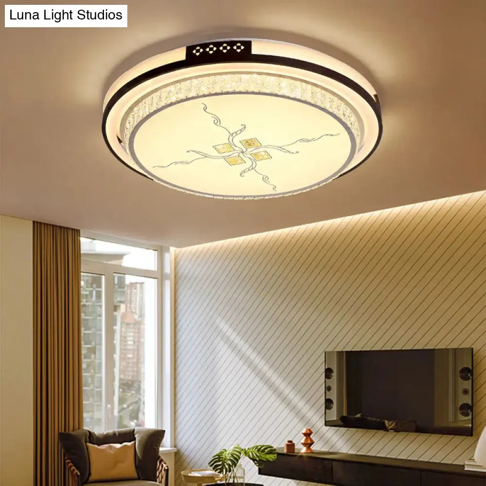 White Crystal LED Ceiling Lamp, 2-Layer Flush Mount, 23.5"/31.5"/38.5" Dia, Modern Design, Third Gear